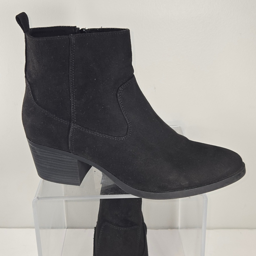 Old Navy Women Western Bootie Blackjack Jas Faux Suede Black Ankle Boots Size 10